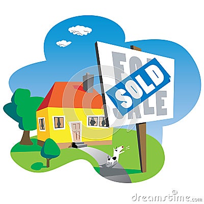 Sold House Sign Vector Illustration