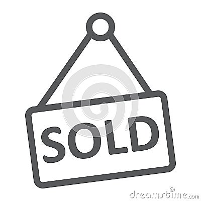 Sold line icon, real estate and home, sale sign Vector Illustration