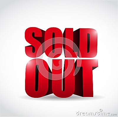 Sold out 3d text sign illustration design Cartoon Illustration