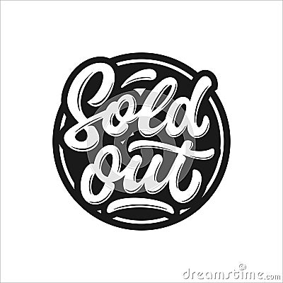 Sold out lettering stamp premium logo Vector Illustration