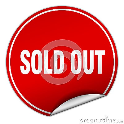 Sold out round red sticker Vector Illustration