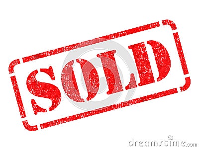 Sold on Red Rubber Stamp. Stock Photo