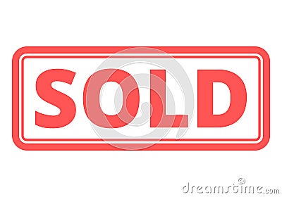 Sold red square sticker Vector Illustration