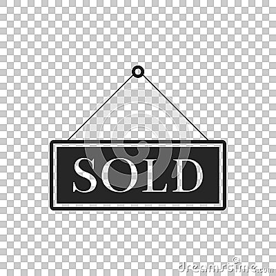 Sold sign isolated on transparent background. Sold sticker. Sold signboard Vector Illustration