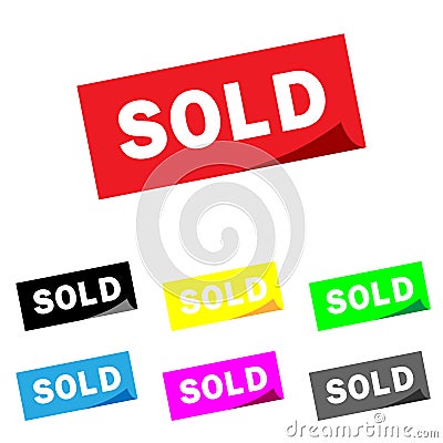 Sold square sticker illustration collection. Sold vector icon set. marketing sign. Vector Illustration