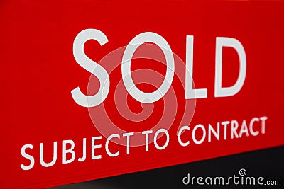 Sold Subject To Contract Real Estate Agent Sign Stock Photo