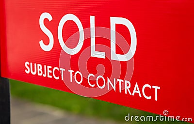 Sold Subject To Contract Real Estate Agent Sign Stock Photo