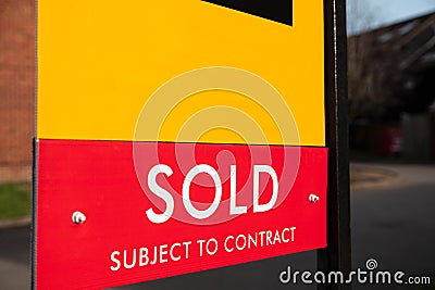 Sold Subject To Contract Real Estate Agent Sign Stock Photo