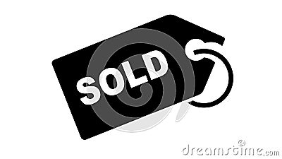 Sold tag icon with black color Vector Illustration