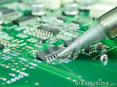 Soldering component electronic circuit Stock Photo