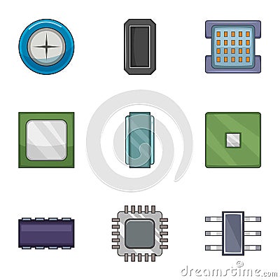 Soldering icons set, cartoon style Vector Illustration