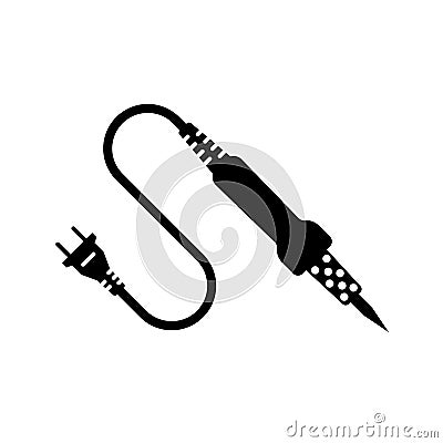 Soldering iron black icon. Electronic equipment. Vector illustration flat design. Vector Illustration