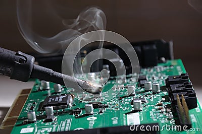 Soldering process Stock Photo