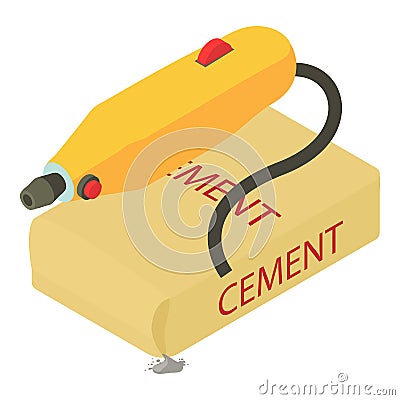 Soldering tool icon isometric vector. Soldering iron equipment cement bag icon Vector Illustration