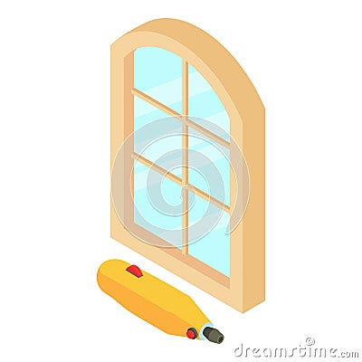 Soldering tool icon isometric vector. Soldering iron equipment and large window Stock Photo