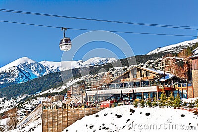 SOLDEU, ANDORRA - FEBRUARY 9, 2017: View of hotel in mountains i Editorial Stock Photo