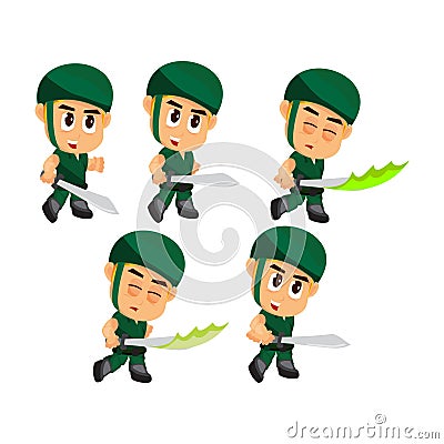 Soldier Attack sword game character for creating shooter action games Vector Illustration