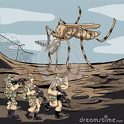 Soldier in camouflage uniform Vector Illustration