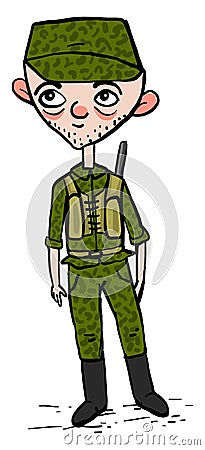 Soldier on duty, illustration, vector Vector Illustration