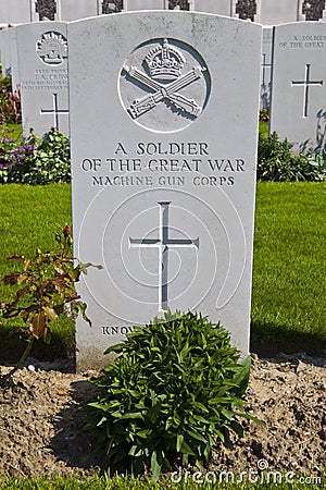 A Soldier of the Great War at Tyne Cot Cemetery Editorial Stock Photo
