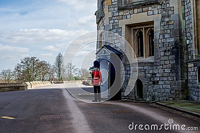 A soldier guard at his post in Windsor Castle, England Editorial Stock Photo
