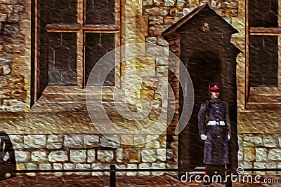 Soldier on guard at the Tower of London Stock Photo