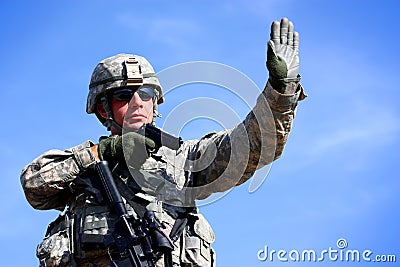 A soldier with gun Stock Photo