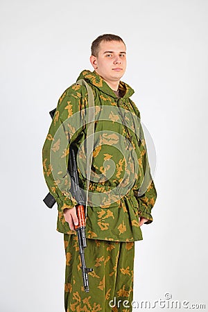 A soldier with gun Stock Photo