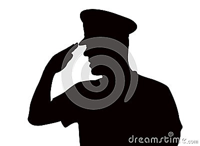 A soldier man saluting, body part silhouette vector Vector Illustration