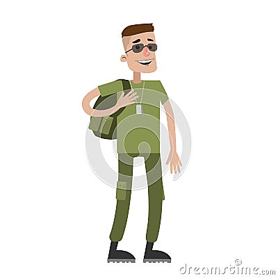 Soldier out of duty. Vector Illustration