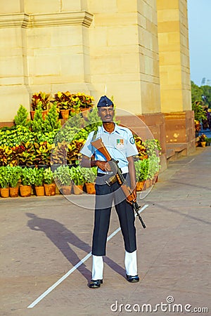 Soldier in parade uniform guards Editorial Stock Photo