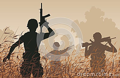 Soldier patrol Vector Illustration
