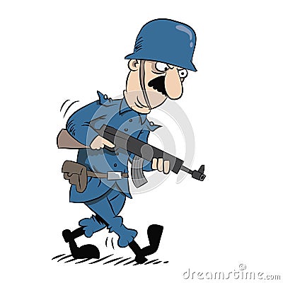 Soldier on patrol with helmet uniform and machine gun Vector Illustration
