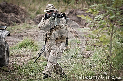 Soldier on patrol Stock Photo