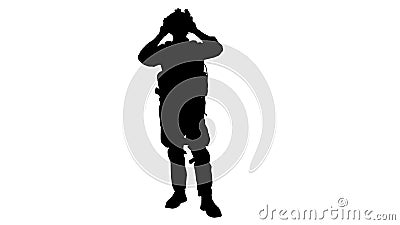 Soldier preparing tactical gear for action battle, Alpha Channel Stock Photo