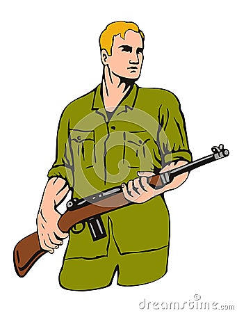 Soldier with rifle Stock Photo