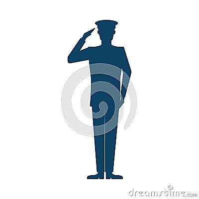 soldier salute silhouette Vector Illustration