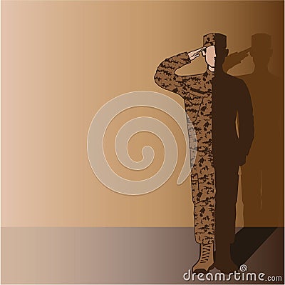 Soldier Saluting Vector Illustration