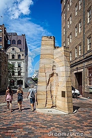 Soldier sculpture in The Rocks Sydney Editorial Stock Photo