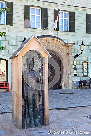 Soldier sculpture on square Editorial Stock Photo