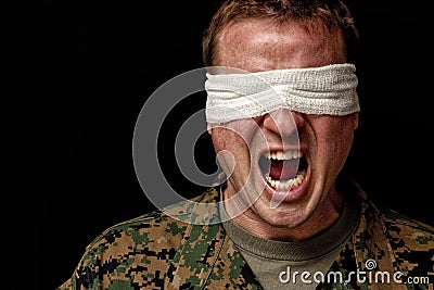 Soldier Suffers From PTSD Stock Photo