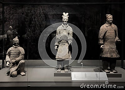 Soldier and warrior figures from Qin Shi Huang tomb mausoleum Terracotta Army museum in Xian, China Editorial Stock Photo