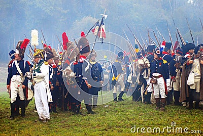 Soldiers at Borodino 2012 historical reenactment Editorial Stock Photo