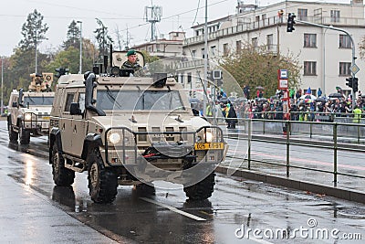 Soldiers of Czech Army are riding Iveco LMV on military parade Editorial Stock Photo