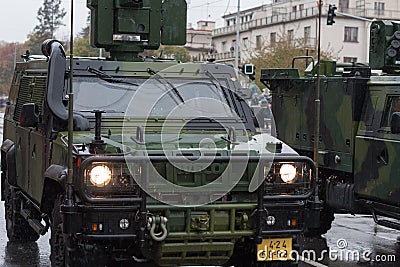 Soldiers of Czech Army are riding Iveco LMV on military parade Editorial Stock Photo