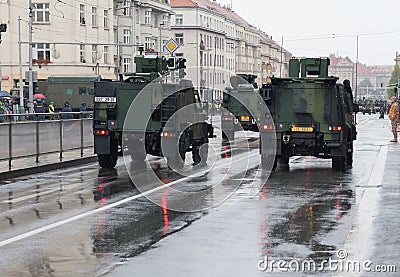 Soldiers of Czech Army are riding Iveco LMV on military parade Editorial Stock Photo