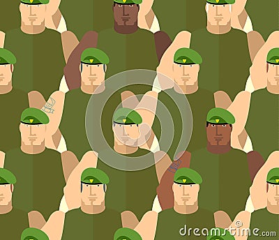 Soldiers in Green Berets. Special forces Vector Illustration