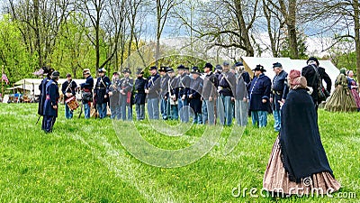 Soldiers Lined up for a Civil War Re-enactment Editorial Stock Photo