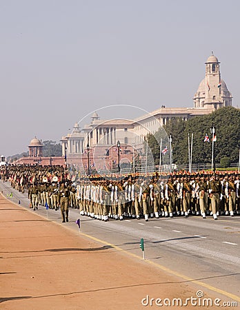 Soldiers marching through the Editorial Stock Photo