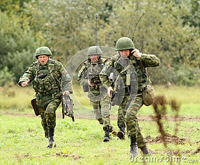 Soldiers in russia's military exercises. Editorial Stock Photo